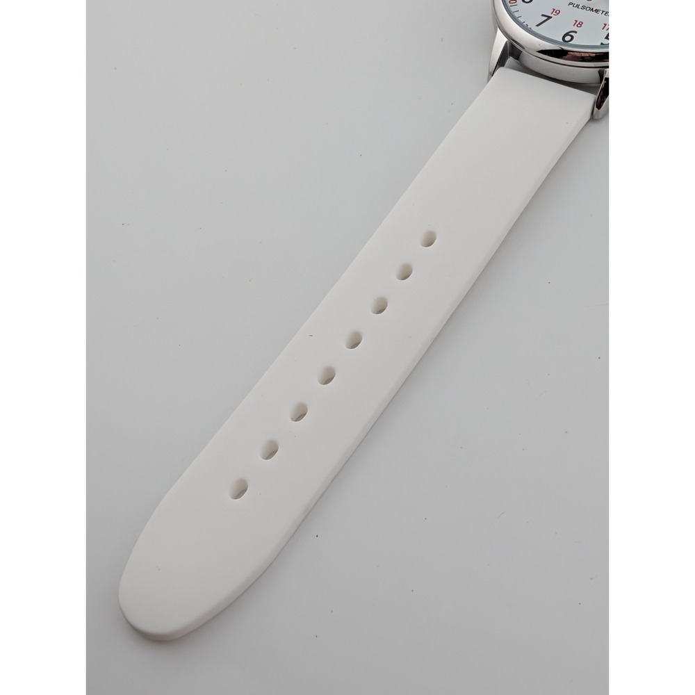 Pulsometer Unisex Watch 38mm Silver Case White Silicone Band- New Battery - Picture 6 of 9